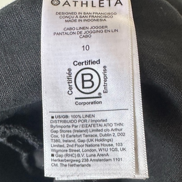 ATHLETA CABO BLACK LINEN JOGGERS SIZE 10 - Picture 14 of 14